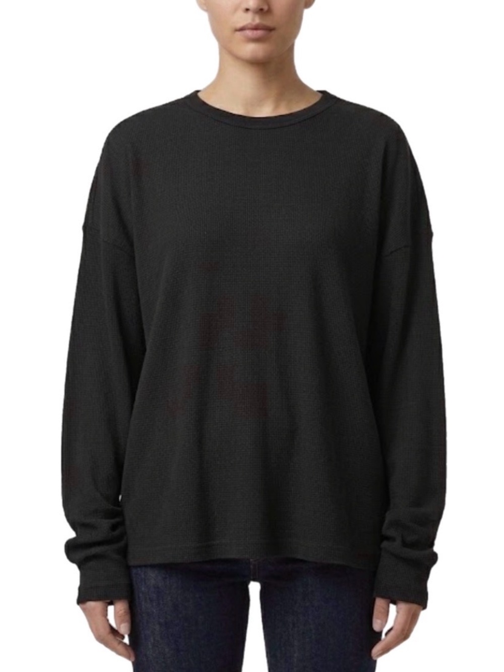 Y2K M Dazy Women's Black Long-Sleeve Crew Neck Top Shirt Casual Comfy Streetwear